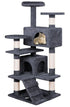 134cm Cat Tree Tower for Indoor Cats with Plush Perches, Dual Condos, Natural Sisal Scratching Posts & Ramp for Kittens & Adult Cats (Dark Grey)