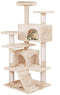 134cm Cat Tree Tower for Indoor Cats with Plush Perches, Dual Condos, Natural Sisal Scratching Posts & Ramp for Kittens & Adult Cats (Beige)