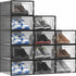 12-Pack Clear Shoe Storage Boxes - Stackable - Black - Shoe Box Storage