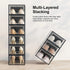12-Pack Clear Shoe Storage Boxes - Stackable - Black - Shoe Box Storage