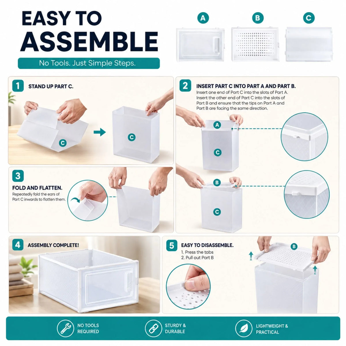 CARLA HOME 12 Pack Clear Stackable Shoe Boxes 35x25x19cm, Fits Up to AU Size 12