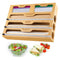 Bamboo Wrap Organiser, 5 in 1 Dispenser with Cutter for Kitchen
