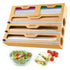 Bamboo Wrap Organiser, 5 in 1 Dispenser with Cutter for Kitchen