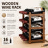 4 Tier Wooden Wine Rack, 16 Bottle Storage, Brown