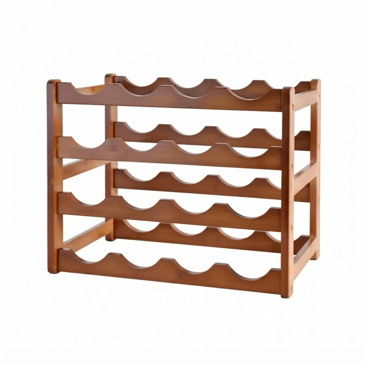 4 Tier Wooden Wine Rack, 16 Bottle Storage, Brown