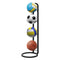 4 Tier Ball Storage Rack - Vertical Metal Stand - Black - Basketball Hoop