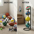 4 Tier Ball Storage Rack - Vertical Metal Stand - Black - Basketball Hoop