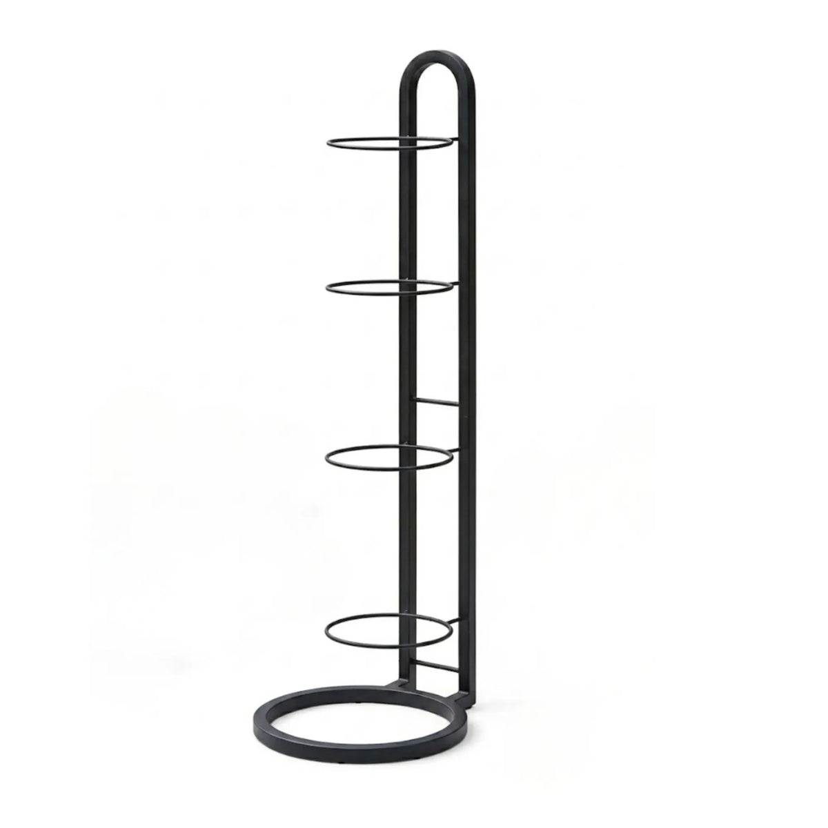 4 Tier Ball Storage Rack - Vertical Metal Stand - Black - Basketball Hoop