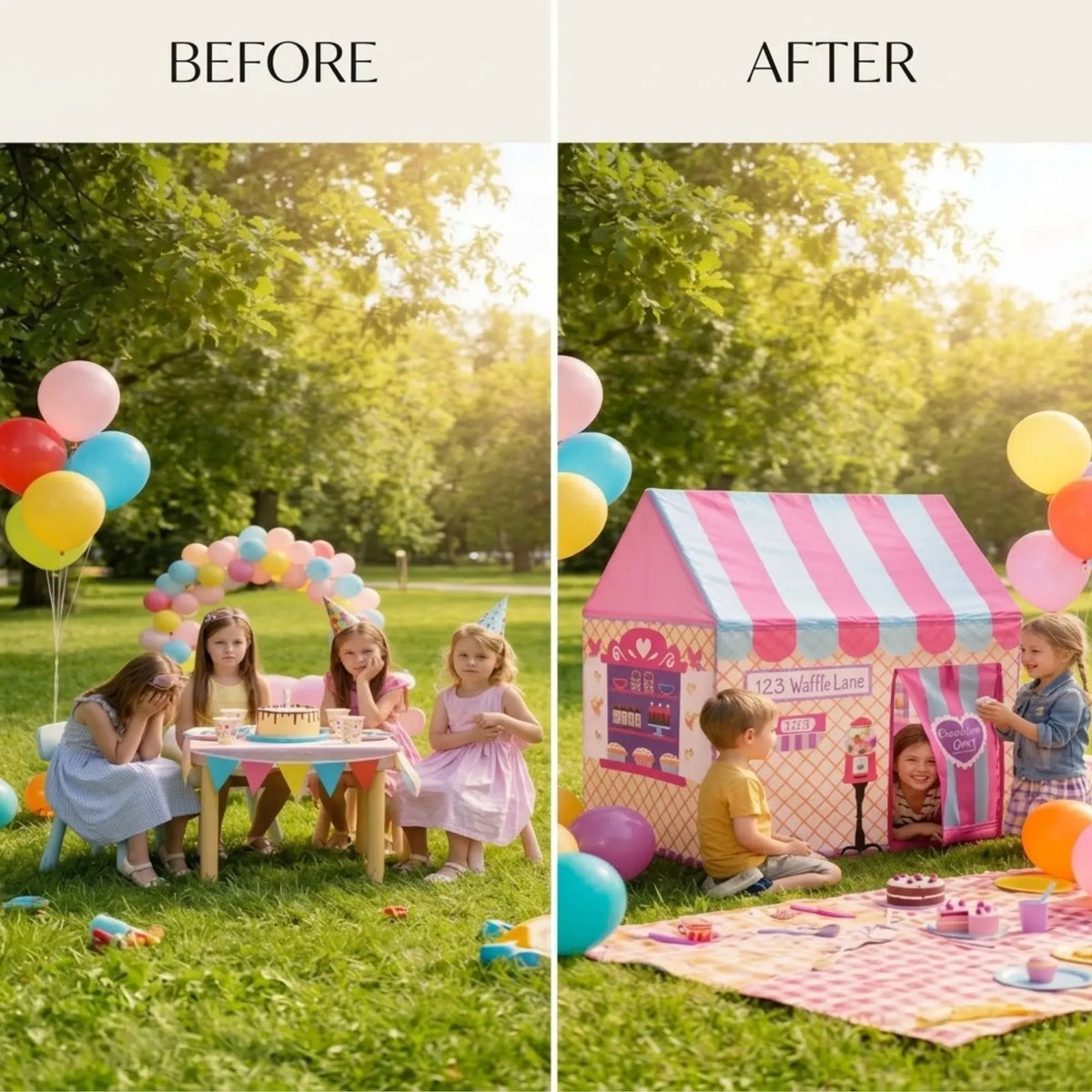 Kids Ice Cream Bakery Play Tent Pink Pop Up Playhouse - Outdoor Play Equipment Play Tents & Tunnels