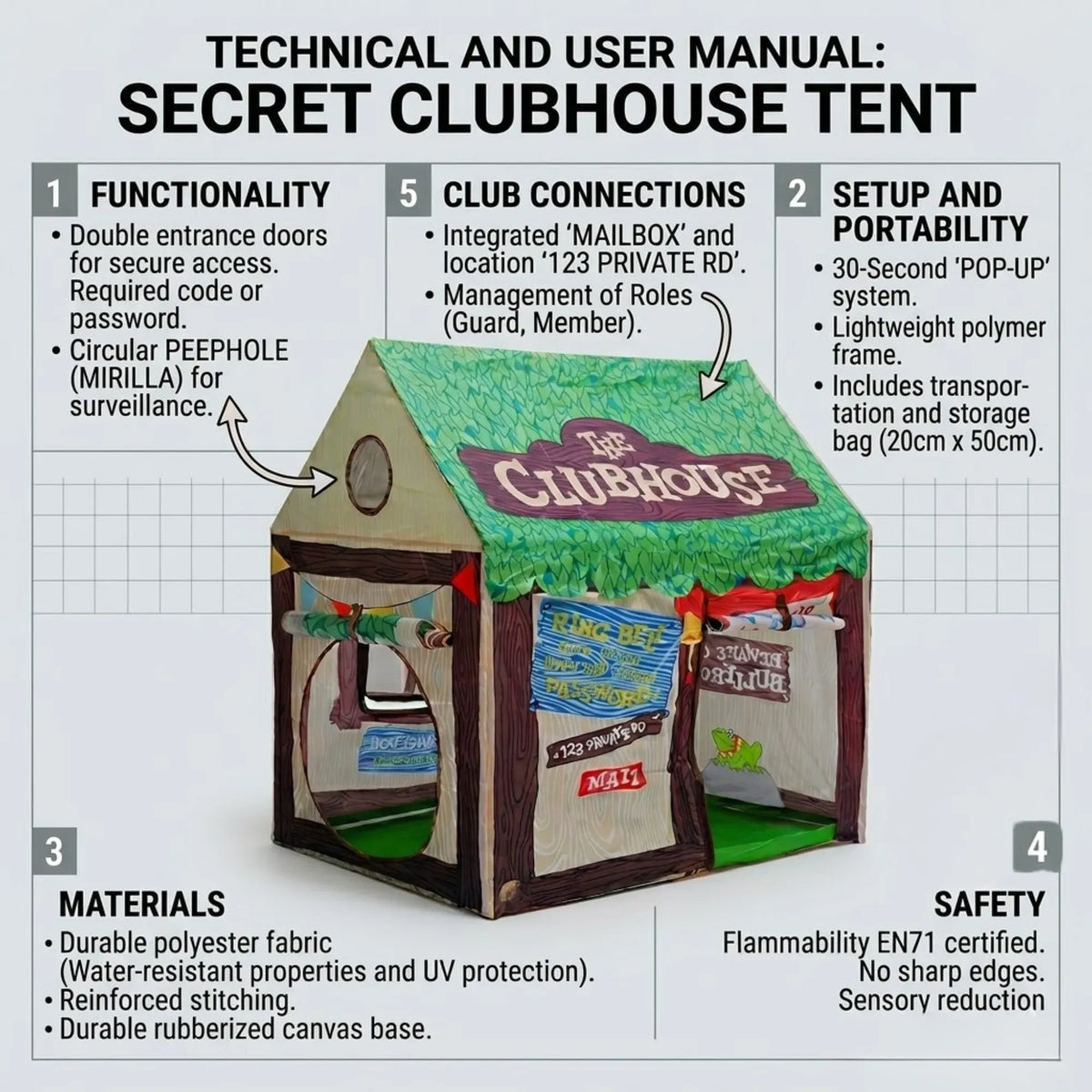 Kids Clubhouse Play Tent - Green - Outdoor Play Equipment Play Tents & Tunnels