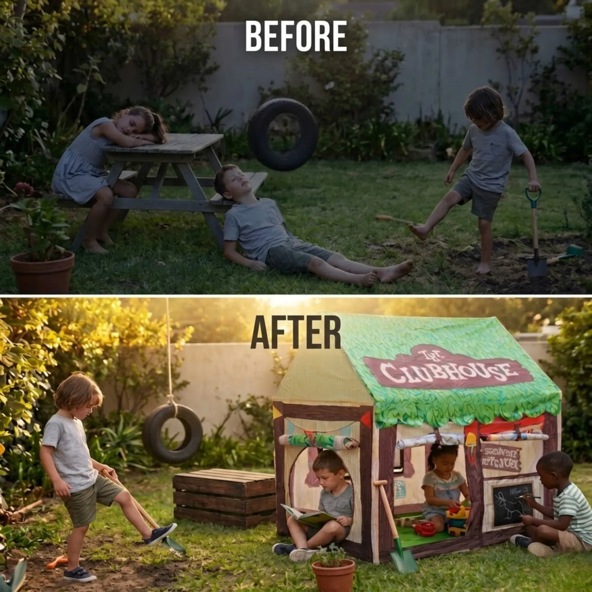 Kids Clubhouse Play Tent - Green - Outdoor Play Equipment Play Tents & Tunnels