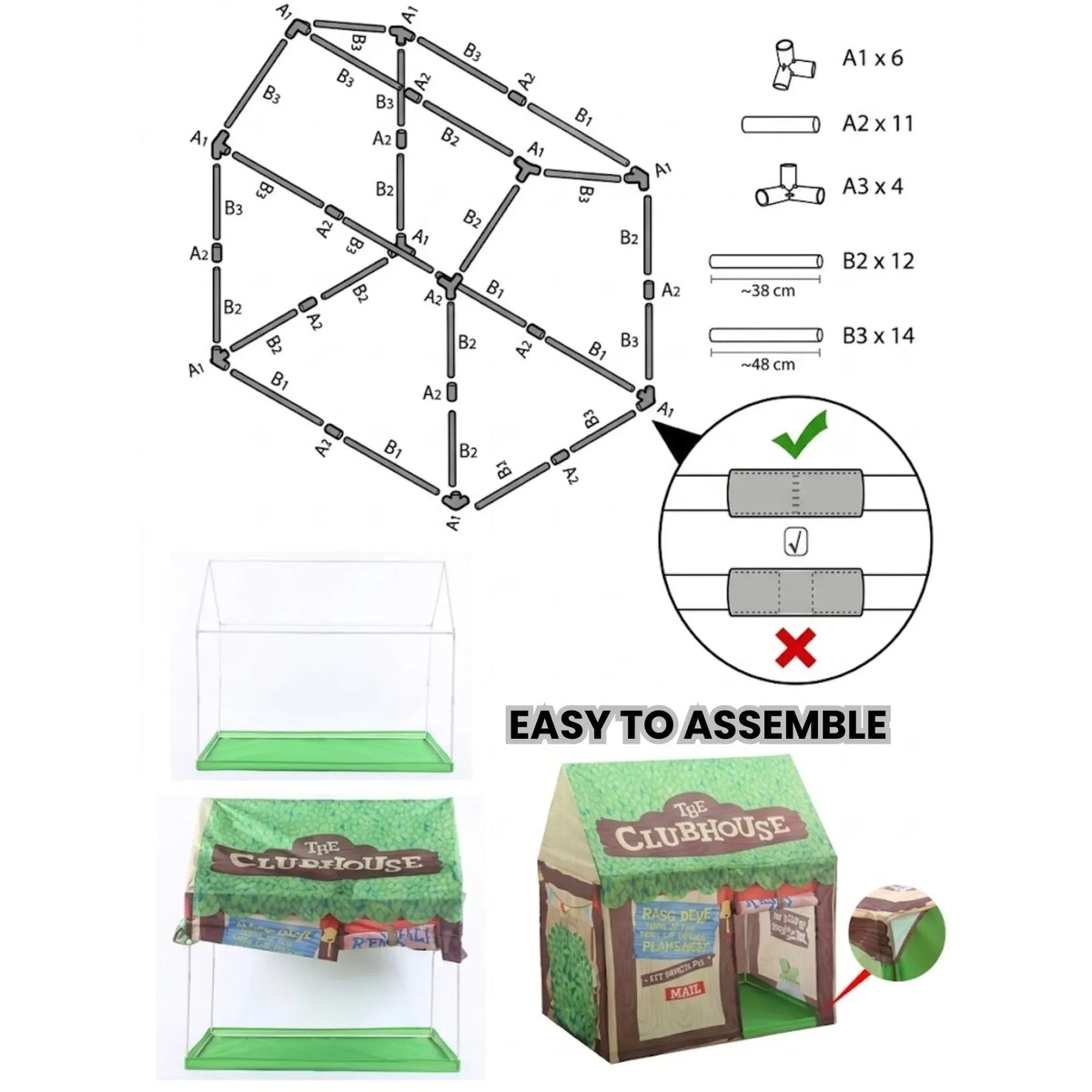 Kids Clubhouse Play Tent - Green - Outdoor Play Equipment Play Tents & Tunnels