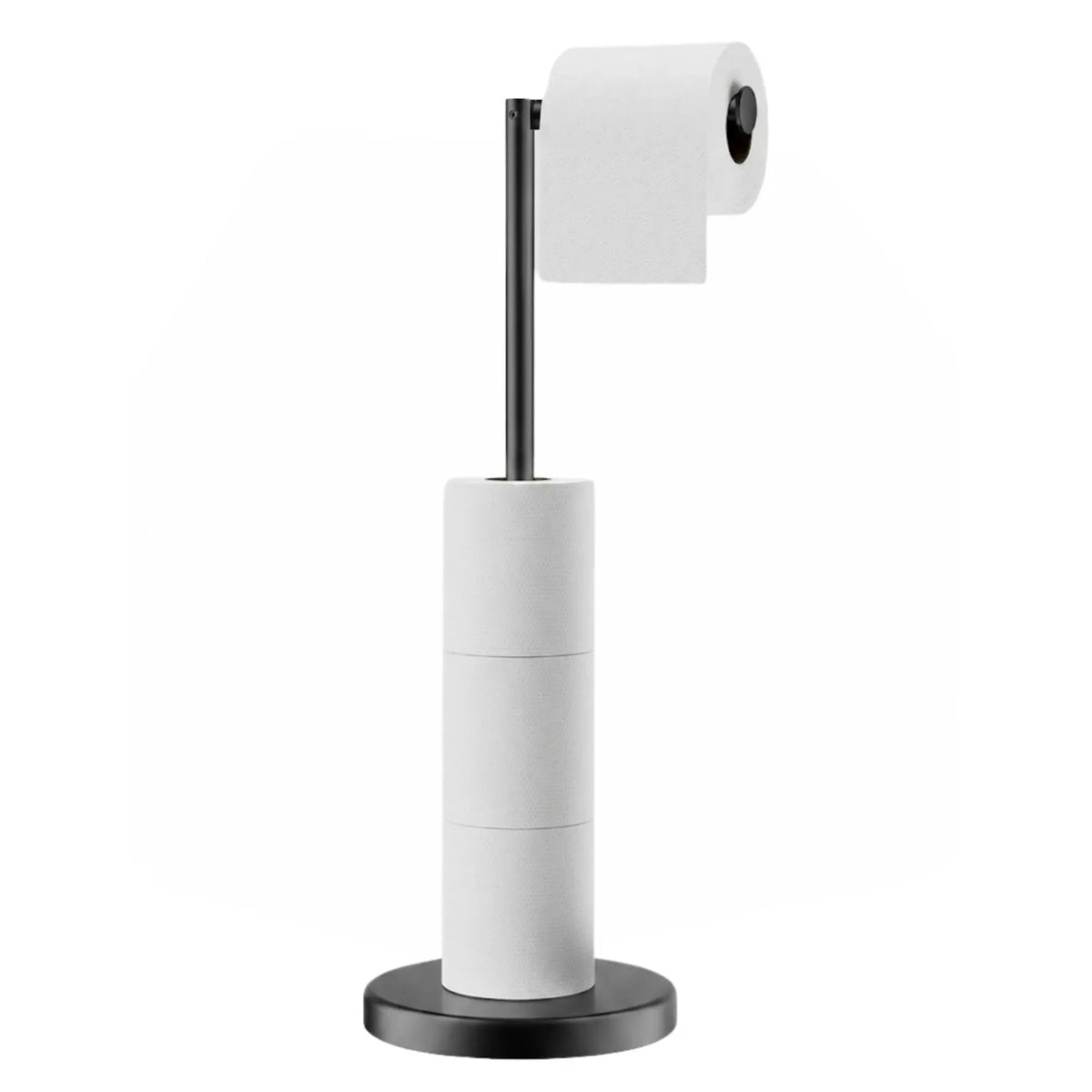 Toilet Paper Holder Stand with Storage - Black - METAL - Bathroom Accessories Toilet Paper Holders