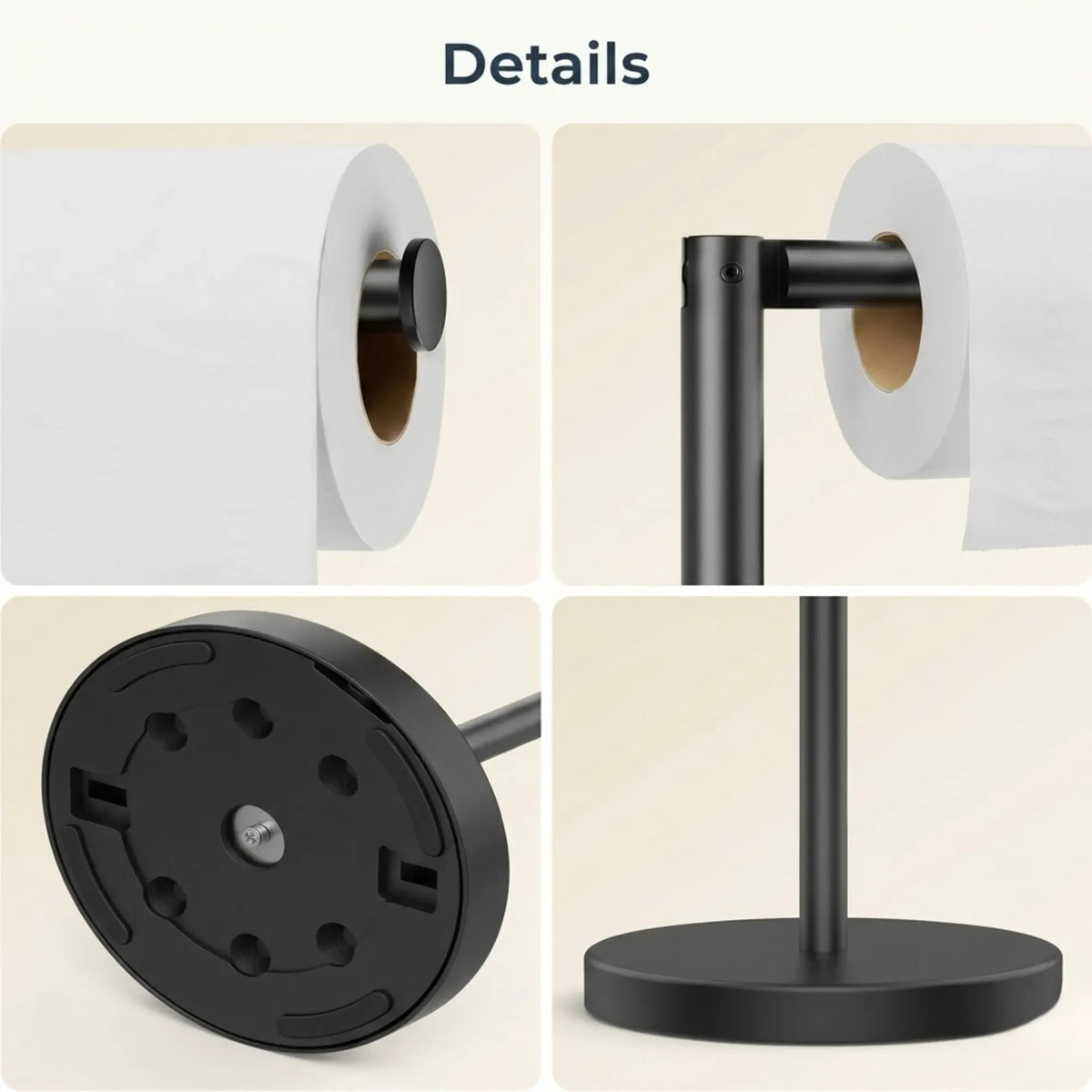 Toilet Paper Holder Stand with Storage - Black - METAL - Bathroom Accessories Toilet Paper Holders