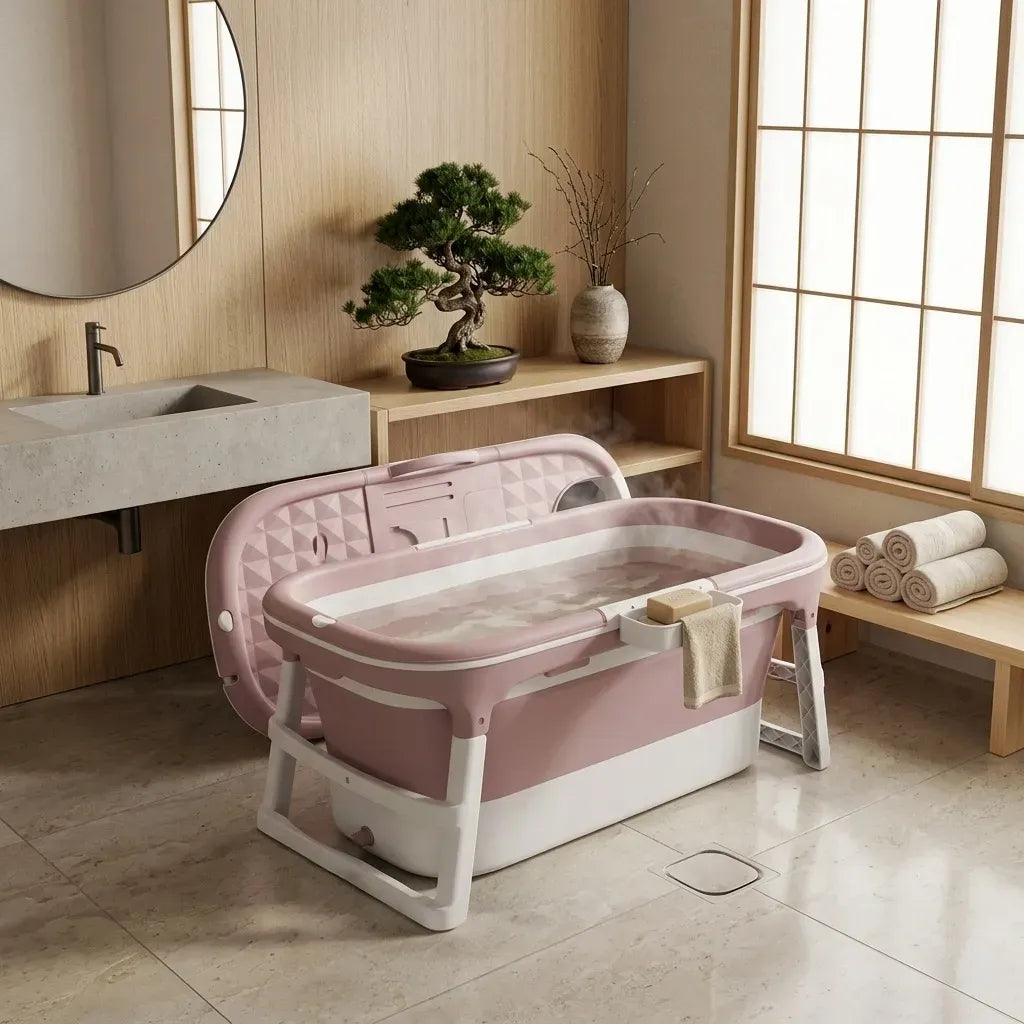 Foldable Bathtub Adult - Collapsible Soaking Tub - Pink - Folding Bathub