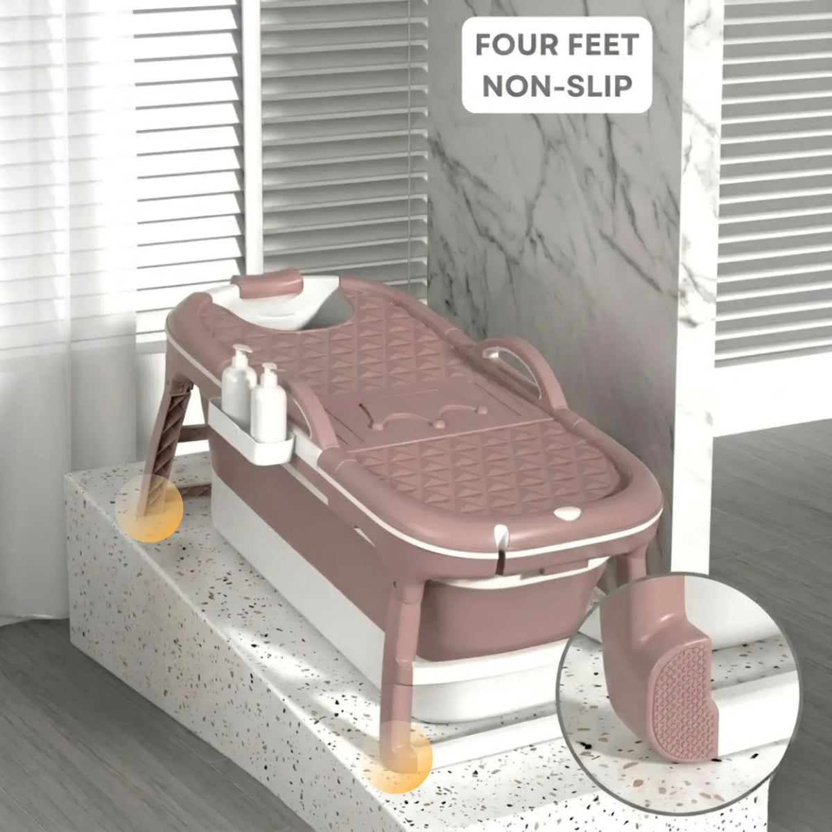 Foldable Bathtub Adult - Collapsible Soaking Tub - Pink - Folding Bathub