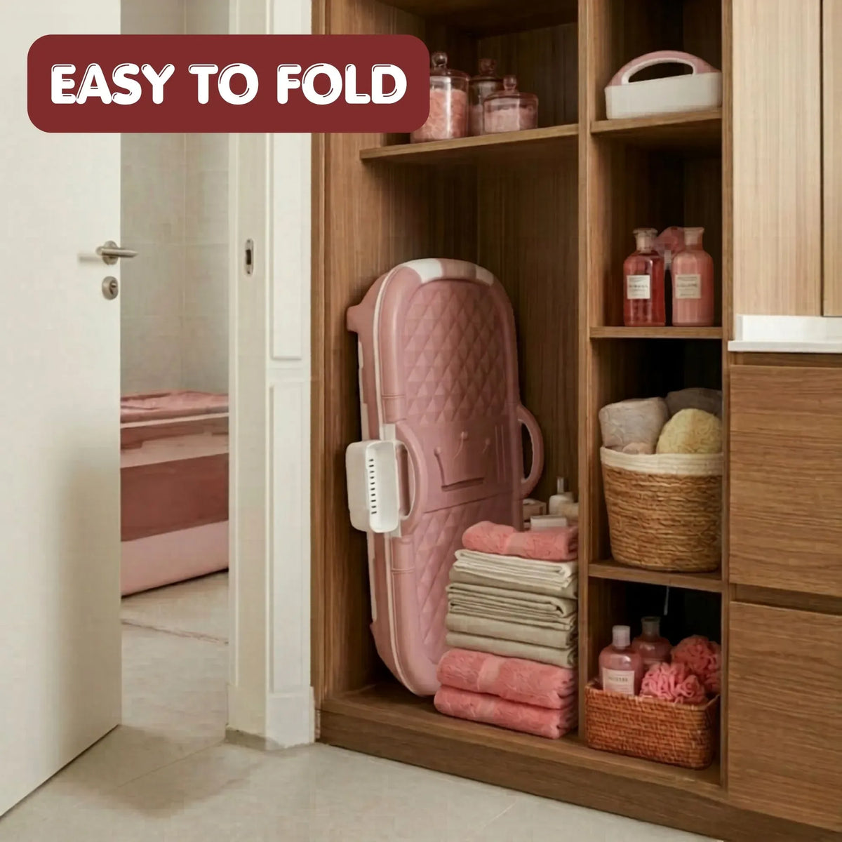 Foldable Bathtub Adult - Collapsible Soaking Tub - Pink - Folding Bathub