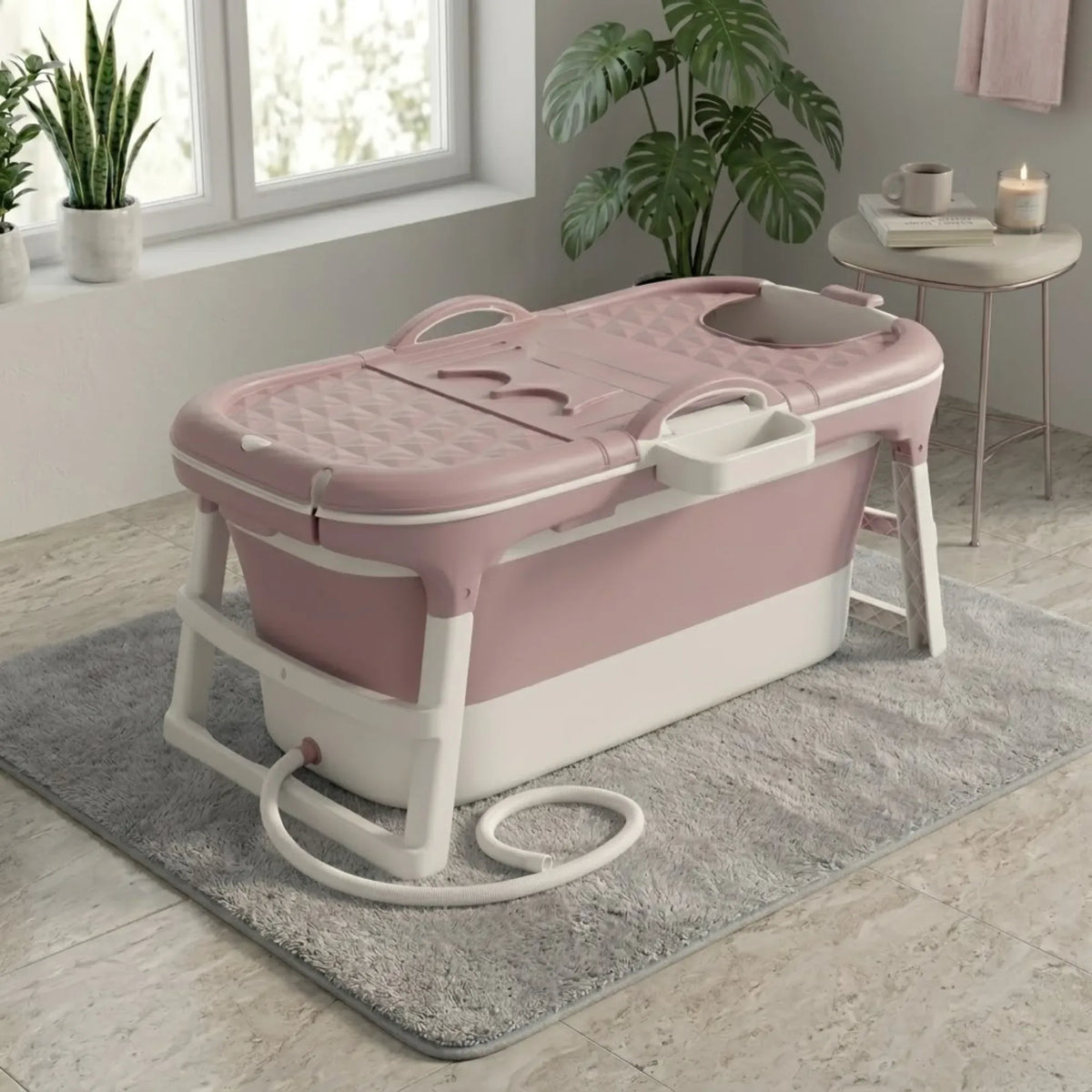 Foldable Bathtub Adult - Collapsible Soaking Tub - Pink - Folding Bathub