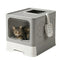 Foldable Enclosed Cat Litter Box with Scoop - Grey - Plastic - Kitty Litter Tray