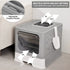 Foldable Enclosed Cat Litter Box with Scoop - Grey - Plastic - Kitty Litter Tray