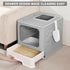 Foldable Enclosed Cat Litter Box with Scoop - Grey - Plastic - Kitty Litter Tray