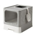 Foldable Enclosed Cat Litter Box with Scoop - Grey - Plastic - Kitty Litter Tray