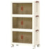 3 Tier Stackable Storage Cabinet with Wheels White - Storage Box - Plastic