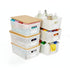 CARLA HOME Storage Bins with Bamboo Lids - 6 Pack - White - Plastic - Storage Bins 6 Pcs
