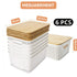 CARLA HOME Storage Bins with Bamboo Lids - 6 Pack - White - Plastic - Storage Bins 6 Pcs