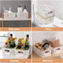 CARLA HOME Storage Bins with Bamboo Lids - 6 Pack - White - Plastic - Storage Bins 6 Pcs