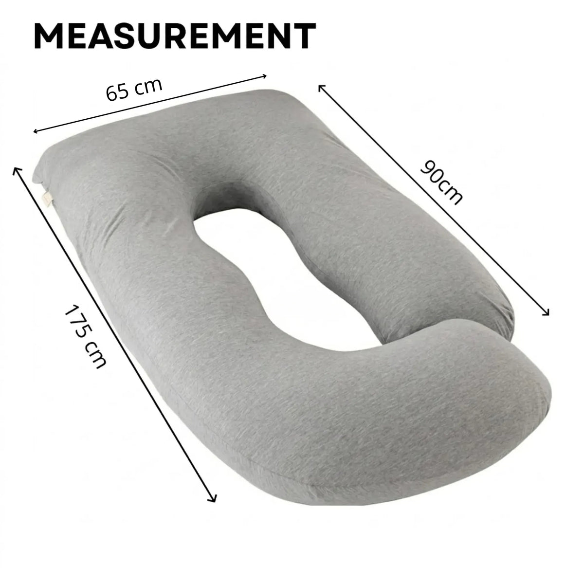 U Shaped Pregnancy Pillow for Full Body Support Grey - Polyester - Full Body Pillow