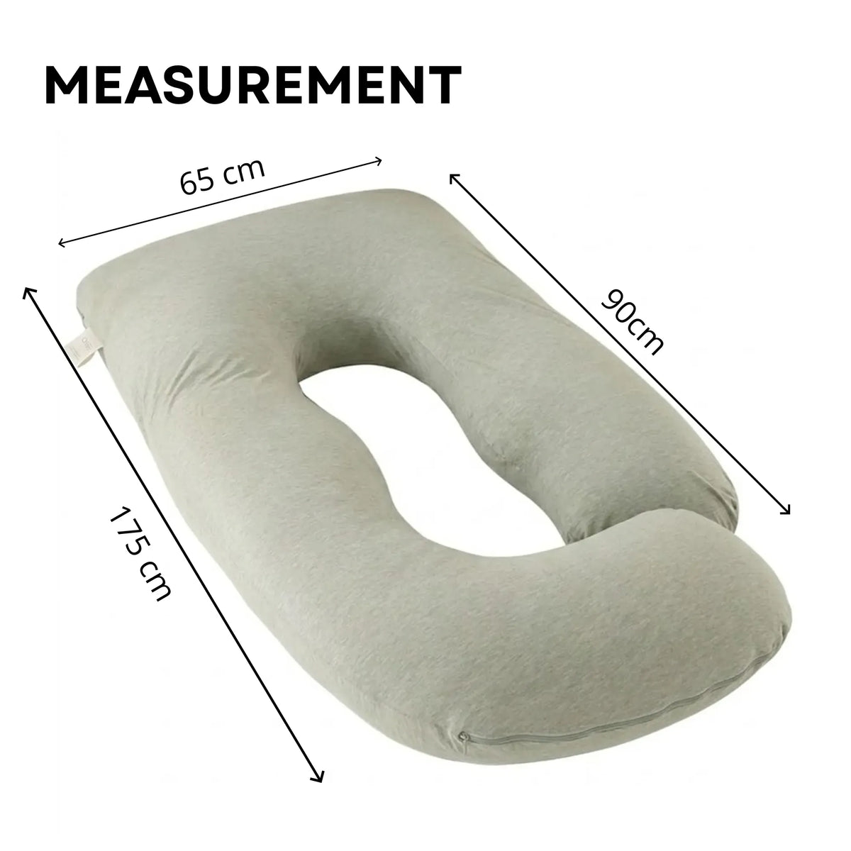 U Shape Pregnancy Pillow Full Body Support - Green - Polyester - Full Body Pillow