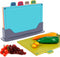 CARLA HOME 4 Piece Colour Coded Cutting Board Set with Stand, BPA-Free Plastic
