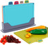 CARLA HOME 4 Piece Colour Coded Cutting Board Set with Stand, BPA-Free Plastic