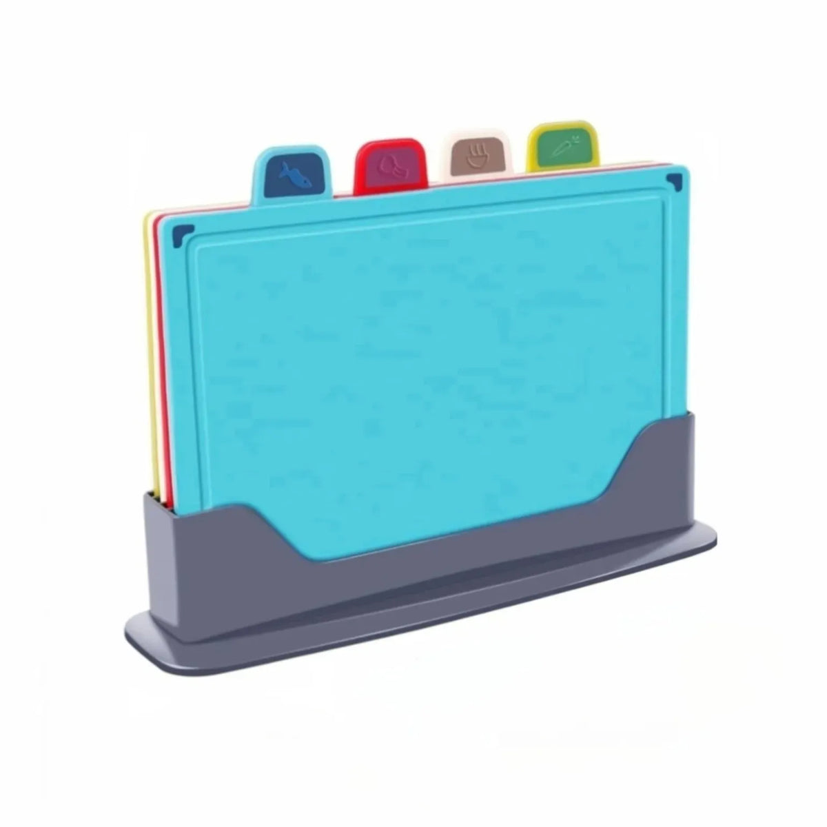 CARLA HOME 4 Piece Colour Coded Cutting Board Set with Stand, BPA-Free Plastic