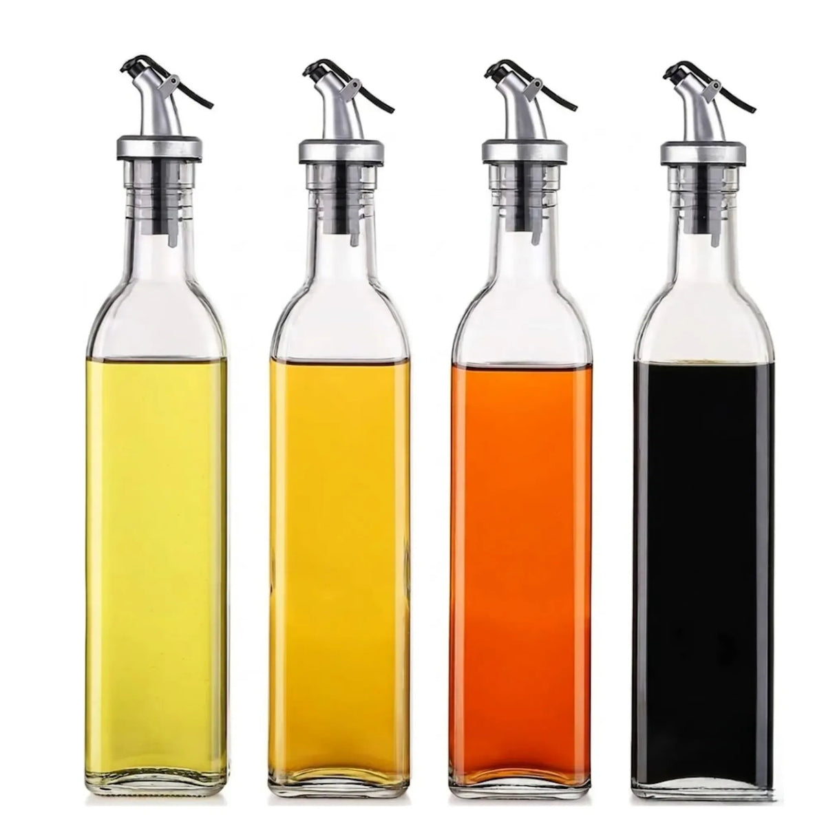 4 Pack Glass Oil Dispenser Bottle 500ml Transparent Kitchen