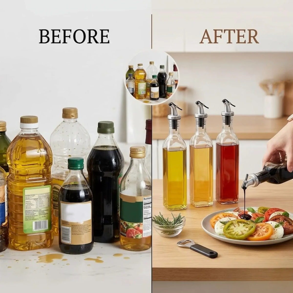 4 Pack Glass Oil Dispenser Bottle 500ml Transparent Kitchen