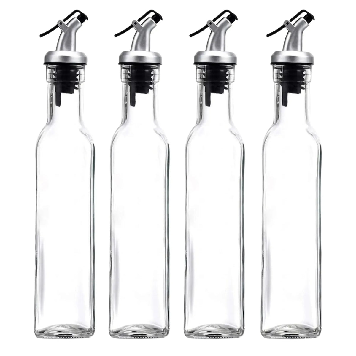 4 Pack Glass Oil Dispenser Bottle 500ml Transparent Kitchen