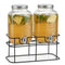 CARLA HOME 2 Pack 4L Glass Drink Dispensers with Stand, Stainless Steel Spigot