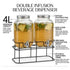 CARLA HOME 2 Pack 4L Glass Drink Dispensers with Stand, Stainless Steel Spigot