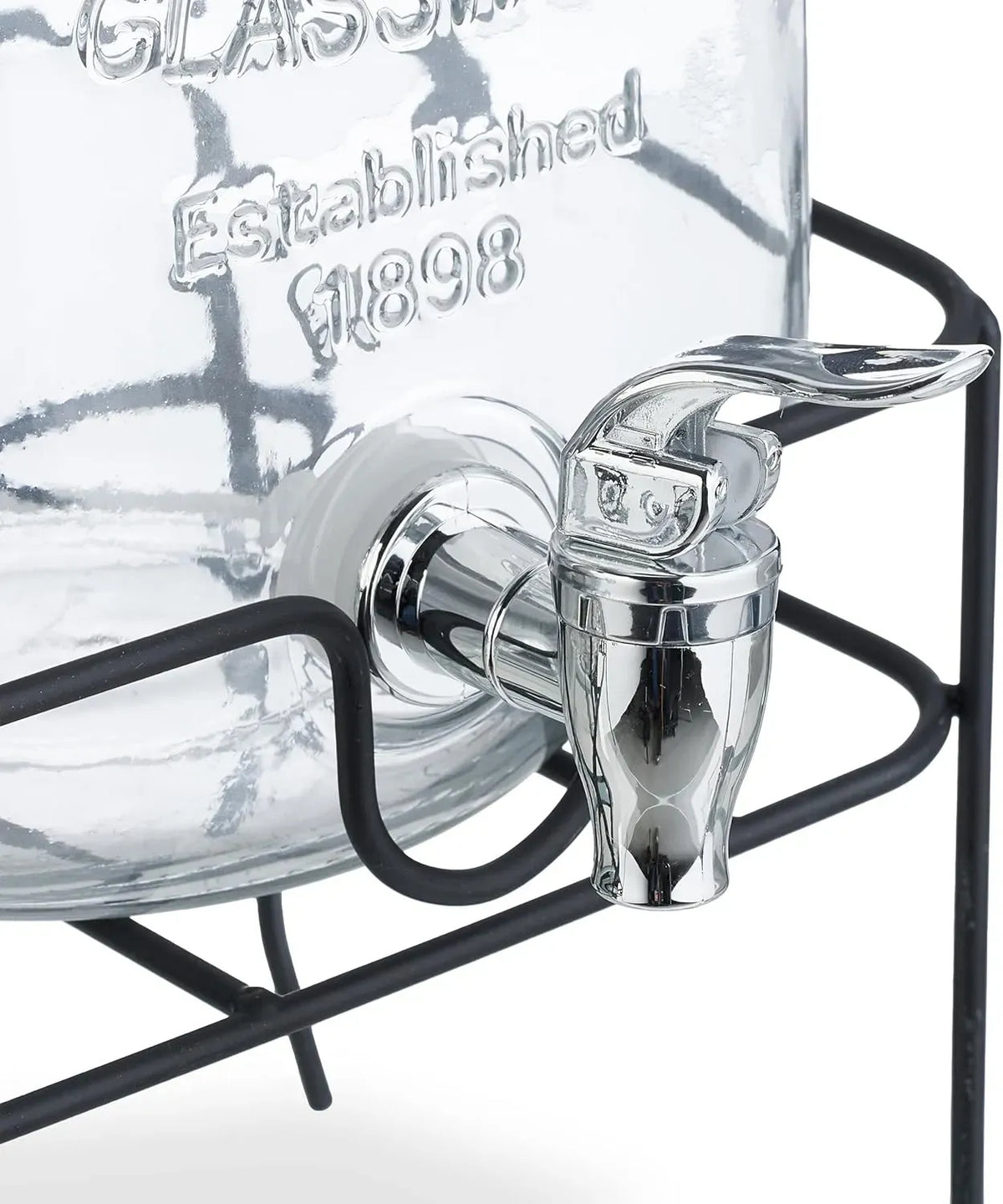 CARLA HOME 2 Pack 4L Glass Drink Dispensers with Stand, Stainless Steel Spigot