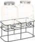 CARLA HOME 2 Pack 4L Glass Drink Dispensers with Stand, Stainless Steel Spigot