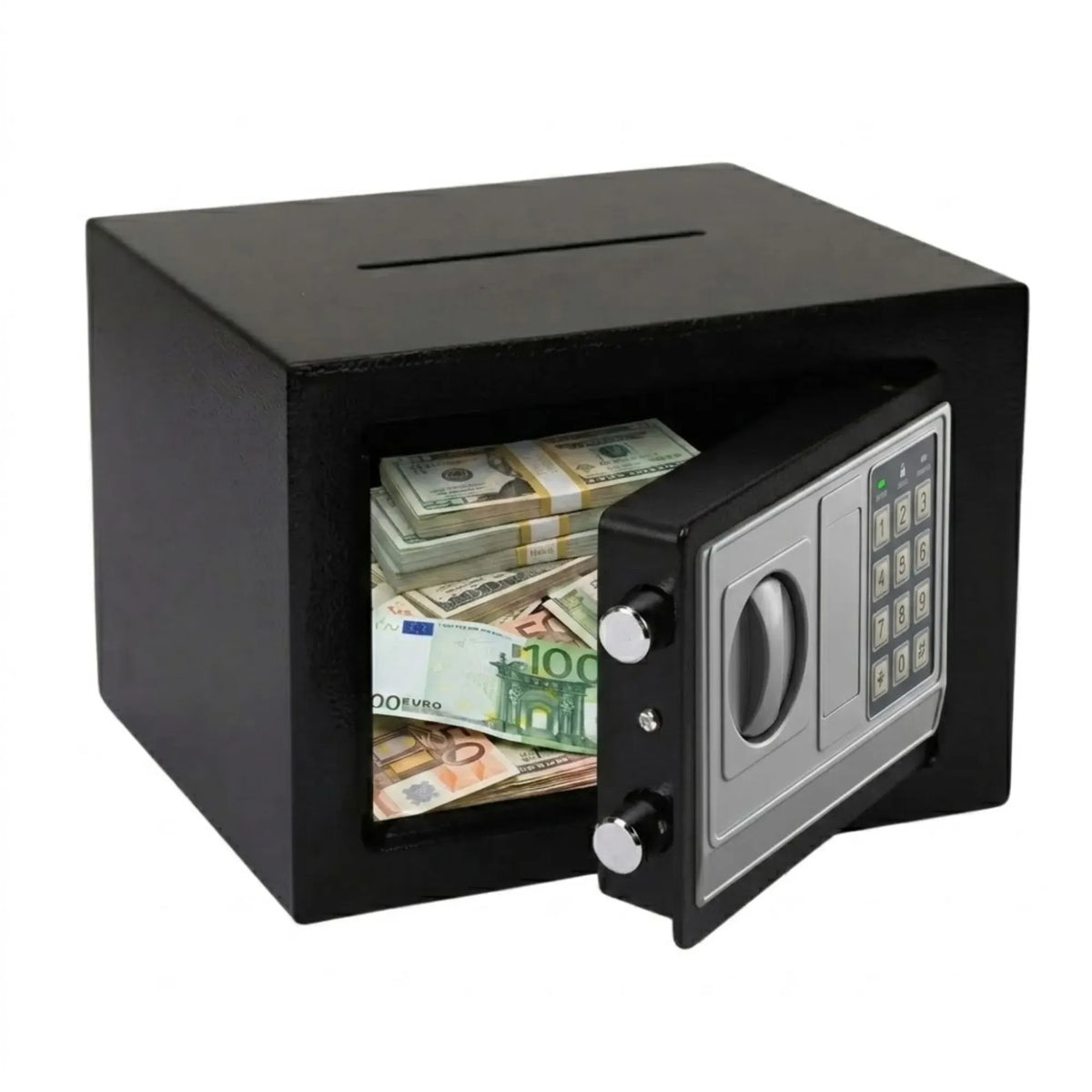 Electronic Safe Box - Money Safe with Deposit Slot - Black - Cash Locker