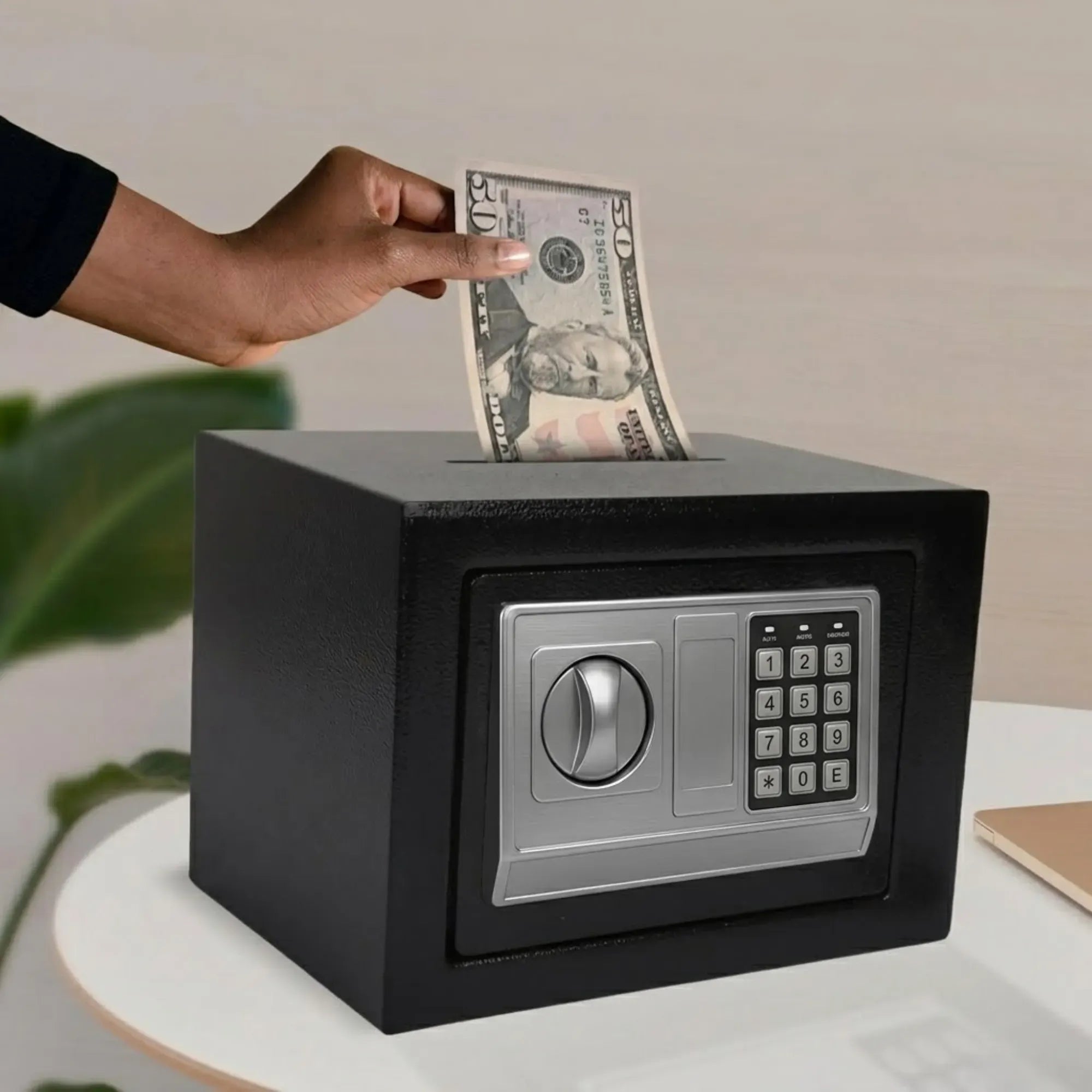 Electronic Safe Box - Money Safe with Deposit Slot - Black - Cash Locker