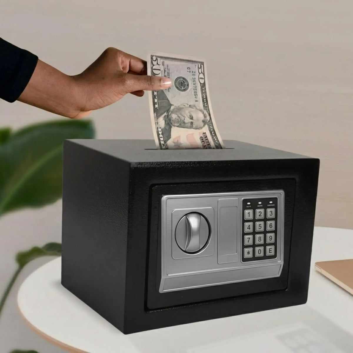Electronic Safe Box - Money Safe with Deposit Slot - Black - Cash Locker