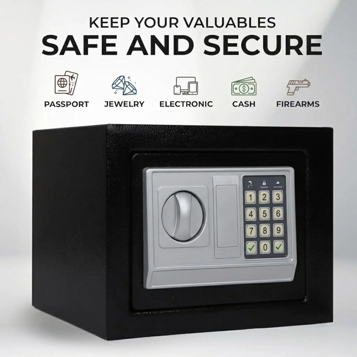 Electronic Safe Box - Money Safe with Deposit Slot - Black - Cash Locker