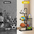 CARLA HOME 3 Tier Ball Storage Rack with Basket, Steel Sports Organiser, Black