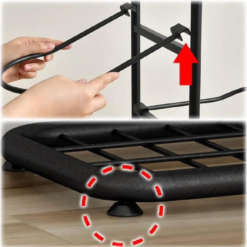 CARLA HOME 3 Tier Ball Storage Rack with Basket, Steel Sports Organiser, Black