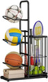CARLA HOME 3 Tier Ball Storage Rack with Basket, Steel Sports Organiser, Black