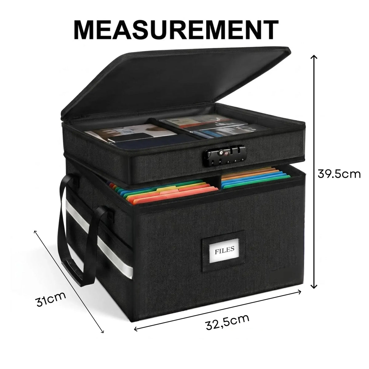 Fireproof Document Box with Lock - Fabric - Office - Fireproof Document Safe